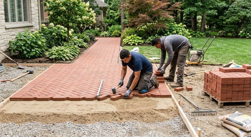 Brick Hardscape Installation in Manchester, NH