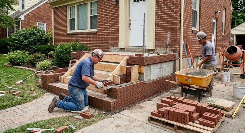 Brick Stairs Installation in West Hartford, CT