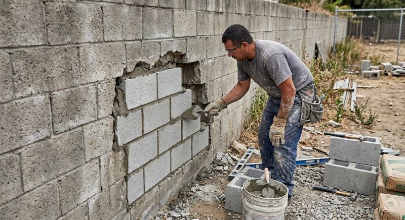 Concrete Block Wall Repair in Cleveland, OH